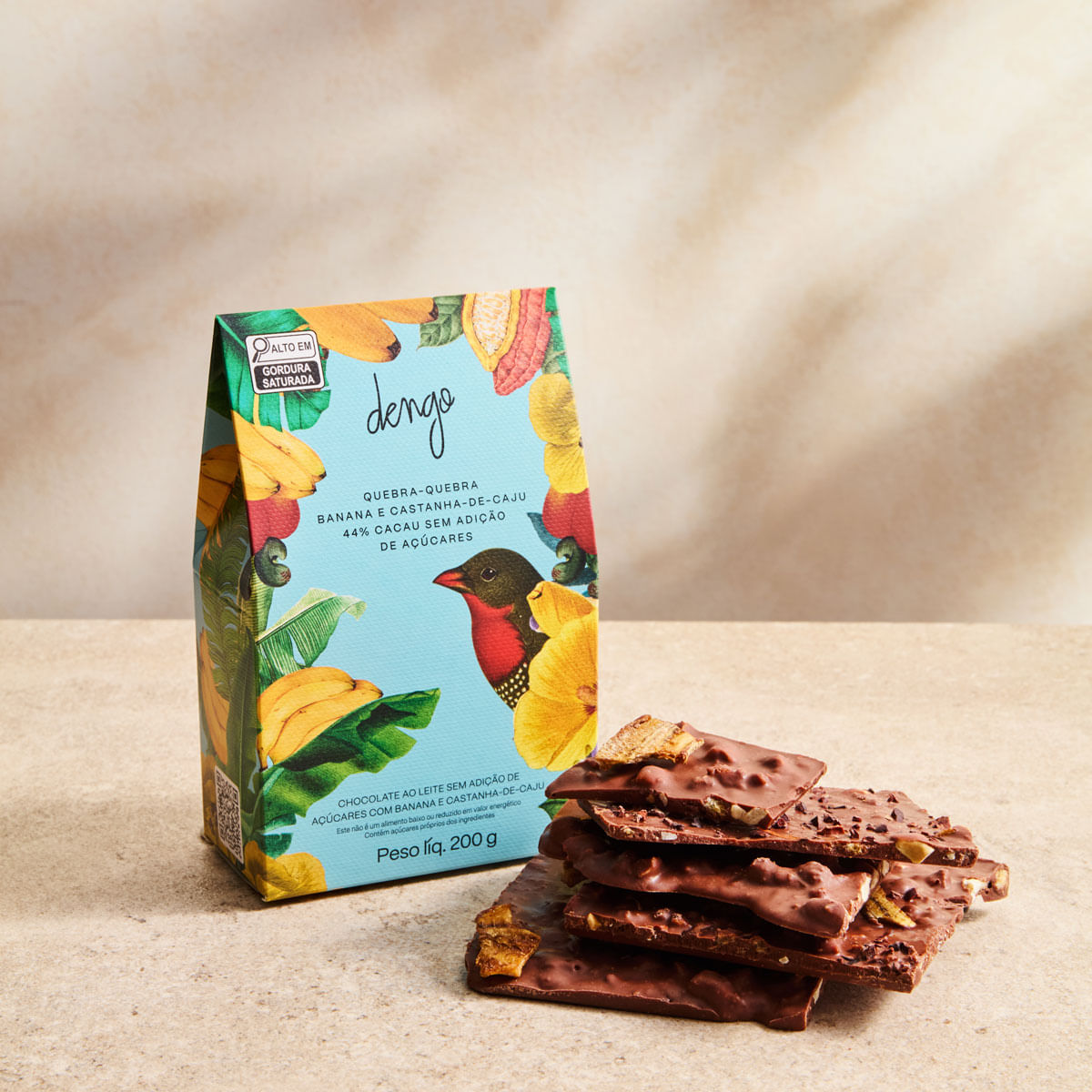 Chocolate Quebra-Quebra de Banana com Castanha de Caju Sem Adição de Açúcares | 200g